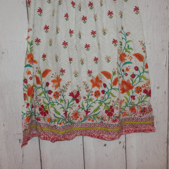 BIBA  Size 38 Boho Loose Blouson Peasant Dress Pleated Floral 100% Cotton 3559 - Picture 9 of 13